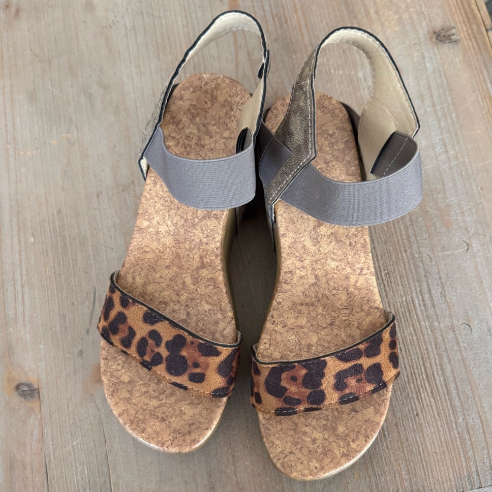 Leopard Print and Gray Women's Sandals
